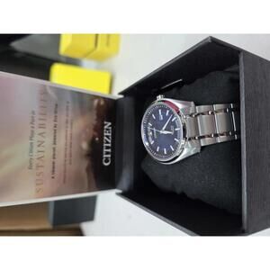 Citizen Eco-Drive Men's Stainless Steel Watch with Blue Dial